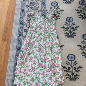 Hill House Floral Nap Dress in Pink and Green